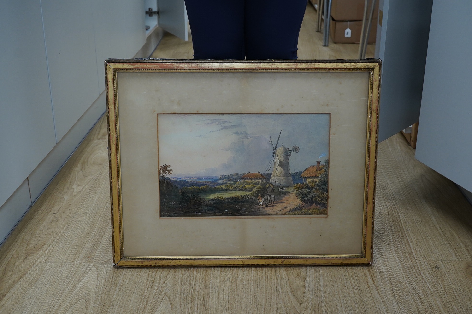 B Law, 19th century watercolour, Windmill, signed and dated 1866, 23 x 38cm. Condition - fair